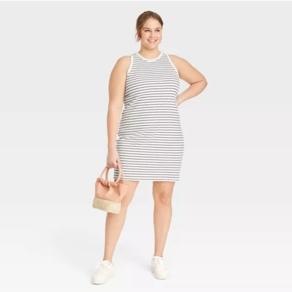 A New Day Ribbed Racer Mini Dress Striped Size 3X